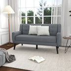 Modern Curved 63 Button Tufted Upholstered Loveseat with 2 Pillows