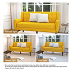 Modern Curved 63 Button Tufted Upholstered Loveseat with 2 Pillows