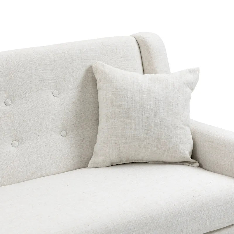 Modern Curved 63 Button Tufted Upholstered Loveseat with 2 Pillows