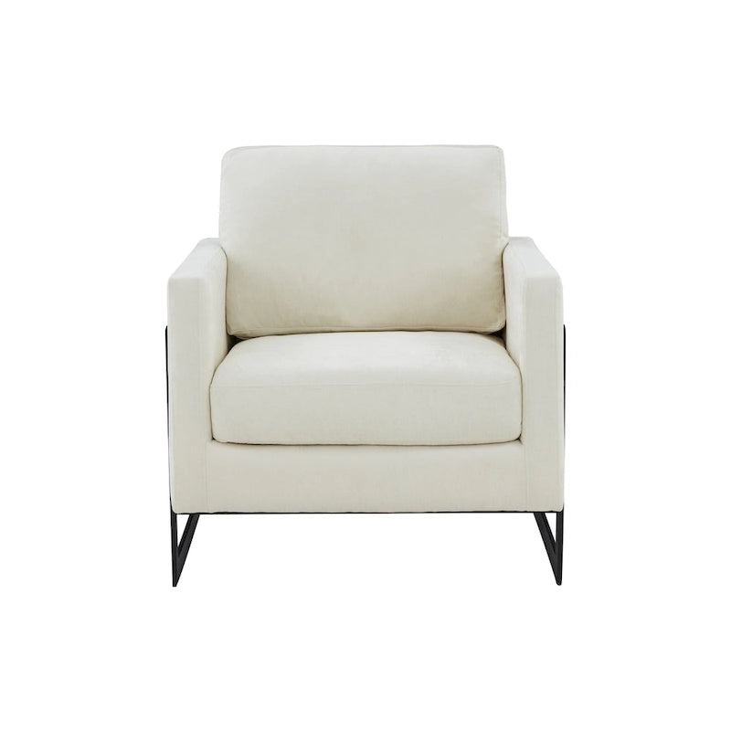 Prince Contemporary Cream & Black Fabric Accent Chair
