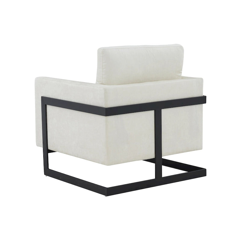 Prince Contemporary Cream & Black Fabric Accent Chair