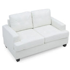 Sandridge 58 in. W Flared Arm Faux Leather Straight Sofa - 34L x 58W x 36H