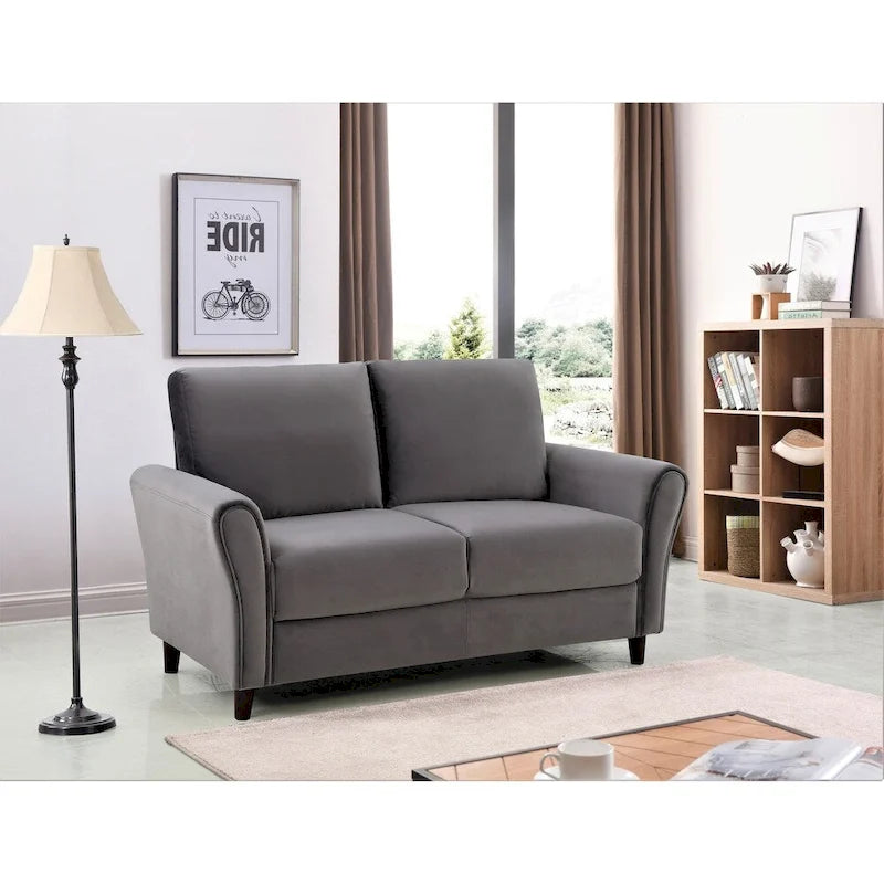 Corel Plush Velvet Loveseat w/ sloped arms