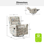 Leopold Transitional Floral Print Manual Swivel Rocking Recliner with Nailhead Trims Set of 2 by HULALA HOME