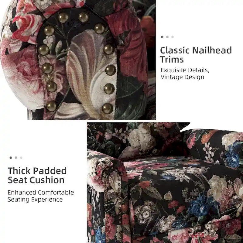 Leopold Transitional Floral Print Manual Swivel Rocking Recliner with Nailhead Trims Set of 2 by HULALA HOME