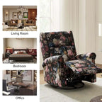 Leopold Transitional Floral Print Manual Swivel Rocking Recliner with Nailhead Trims Set of 2 by HULALA HOME