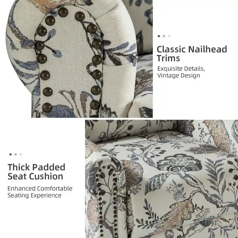 Leopold Transitional Floral Print Manual Swivel Rocking Recliner with Nailhead Trims Set of 2 by HULALA HOME