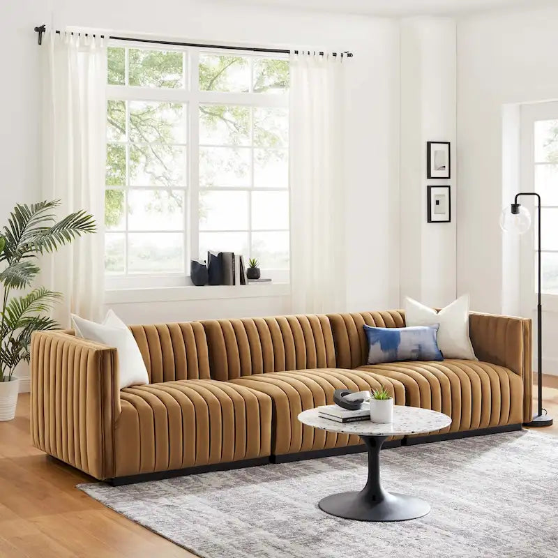 Conjure Channel Tufted Performance Velvet Sofa