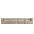 Conjure Channel Tufted Upholstered Fabric 4-Piece Sofa