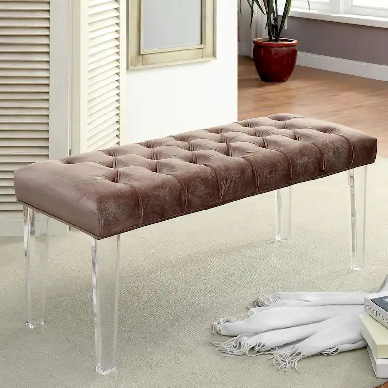 Bral Contemporary Fabric Tufted Accent Bench