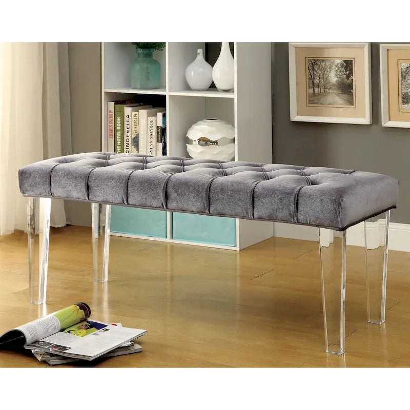 Bral Contemporary Fabric Tufted Accent Bench