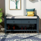 Contemporary Cushioned Shoe Rack with 2 Drawers and Open Shelf