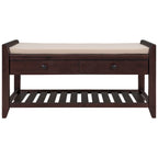 Contemporary Cushioned Shoe Rack with 2 Drawers and Open Shelf