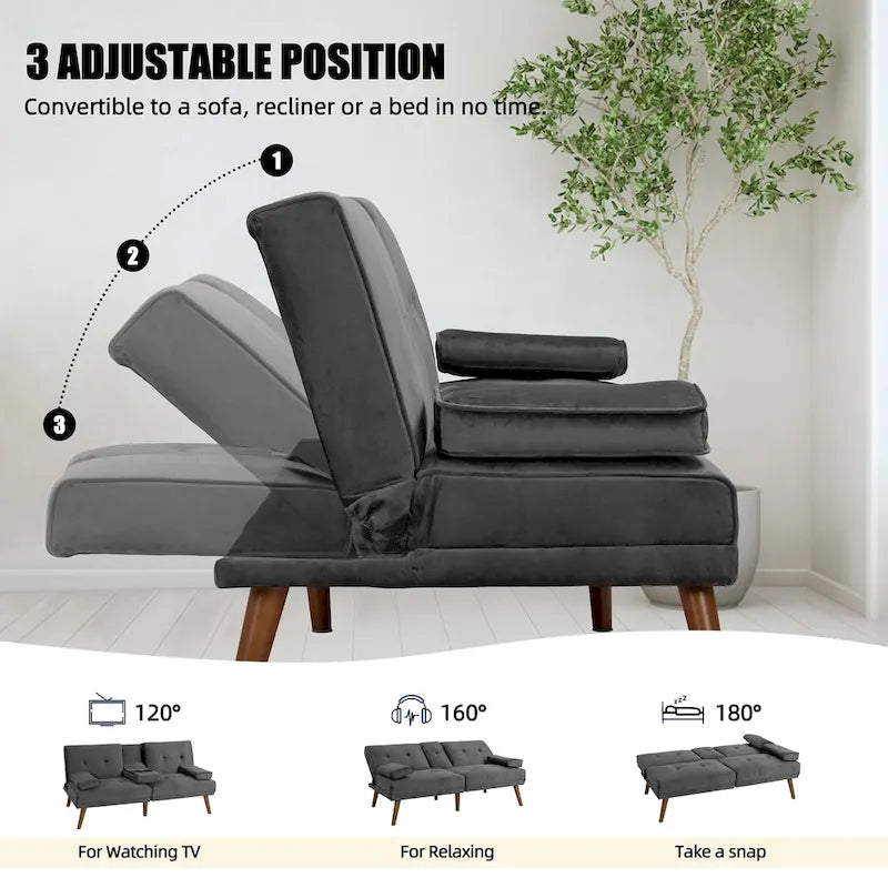 Futzca 60 Small Loveseat, 3 in 1 Cute Convertible Sofa Bed