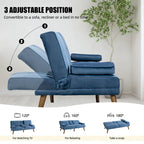 Futzca 60 Small Loveseat, 3 in 1 Cute Convertible Sofa Bed