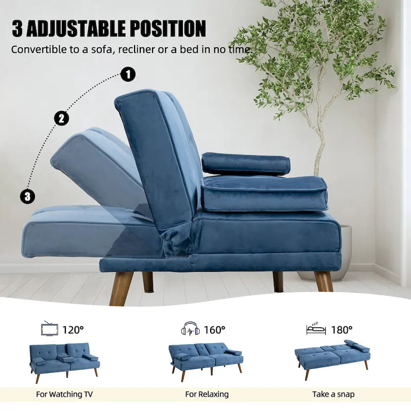 Futzca 60 Small Loveseat, 3 in 1 Cute Convertible Sofa Bed