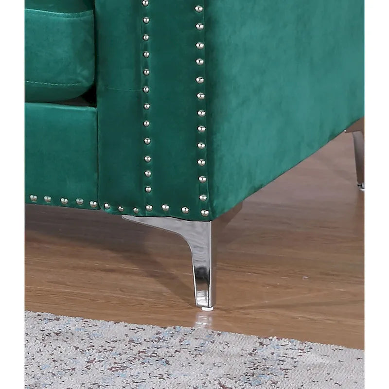 Pompano Velvet Button Tufted Sofa