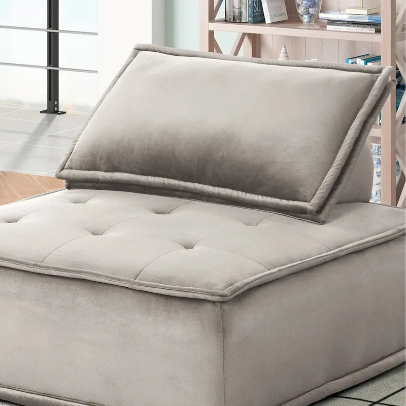 Velvet Armless Lounge Chair