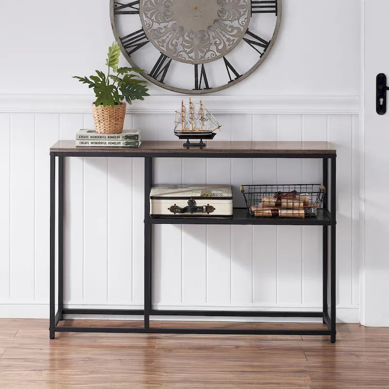 MCombo Narrow Console Table with Storage Shelf for Living Room, MDF Sage80 - 7'6 x 10'9