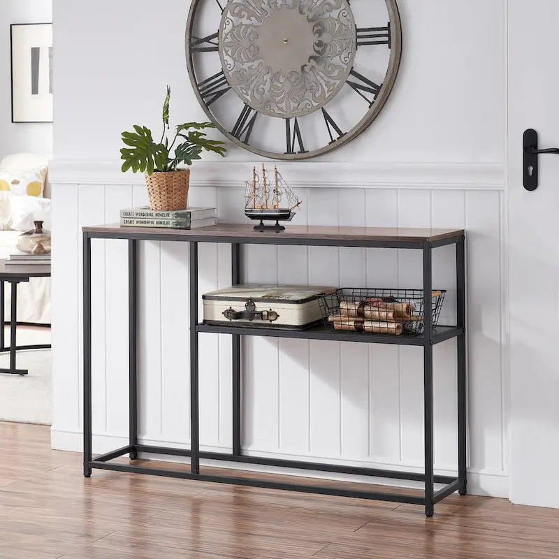 MCombo Narrow Console Table with Storage Shelf for Living Room, MDF Sage80 - 7'6 x 10'9
