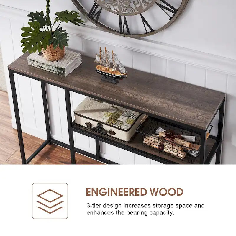 MCombo Narrow Console Table with Storage Shelf for Living Room, MDF Sage80 - 7'6 x 10'9