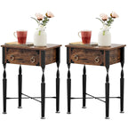 Set of 3 Coffee Table Sets with Coffee Table + 2 End Tables, X-Shaped Design, Rustic Brown
