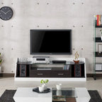 Contemporary White 70-inch Glass Multi-functional Storage TV Console