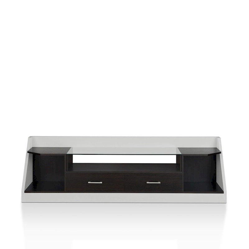 Contemporary White 70-inch Glass Multi-functional Storage TV Console