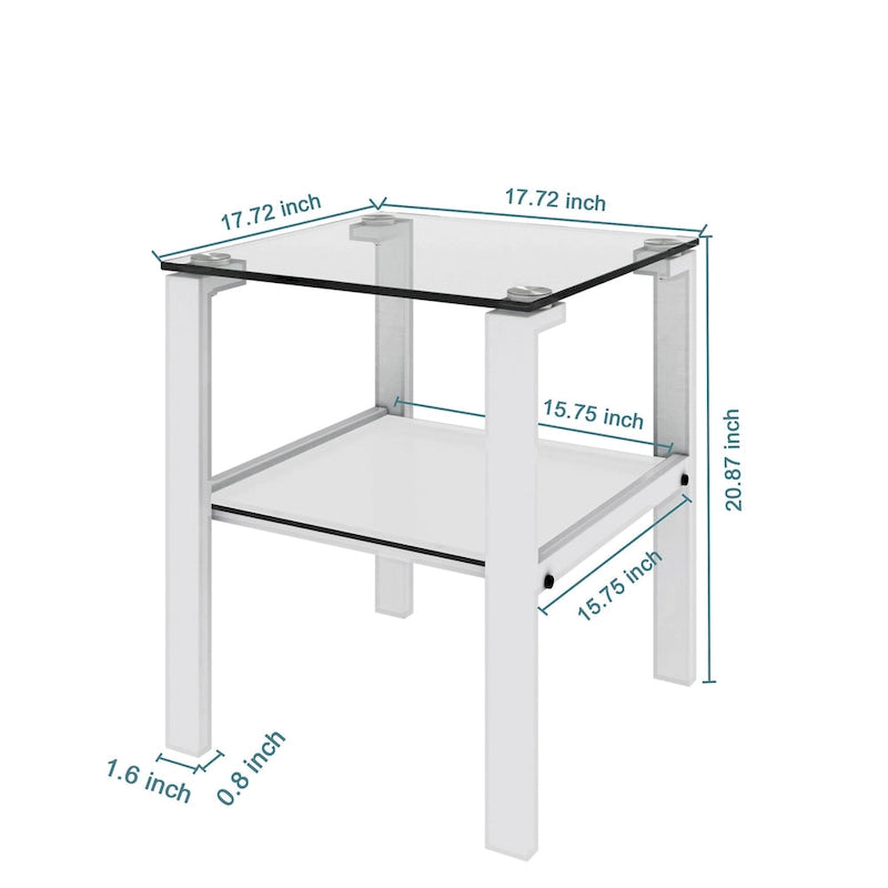 Glass two layer tea table, small round table, corner table, living room side table
