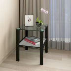 Glass two layer tea table, small round table, corner table, living room side table