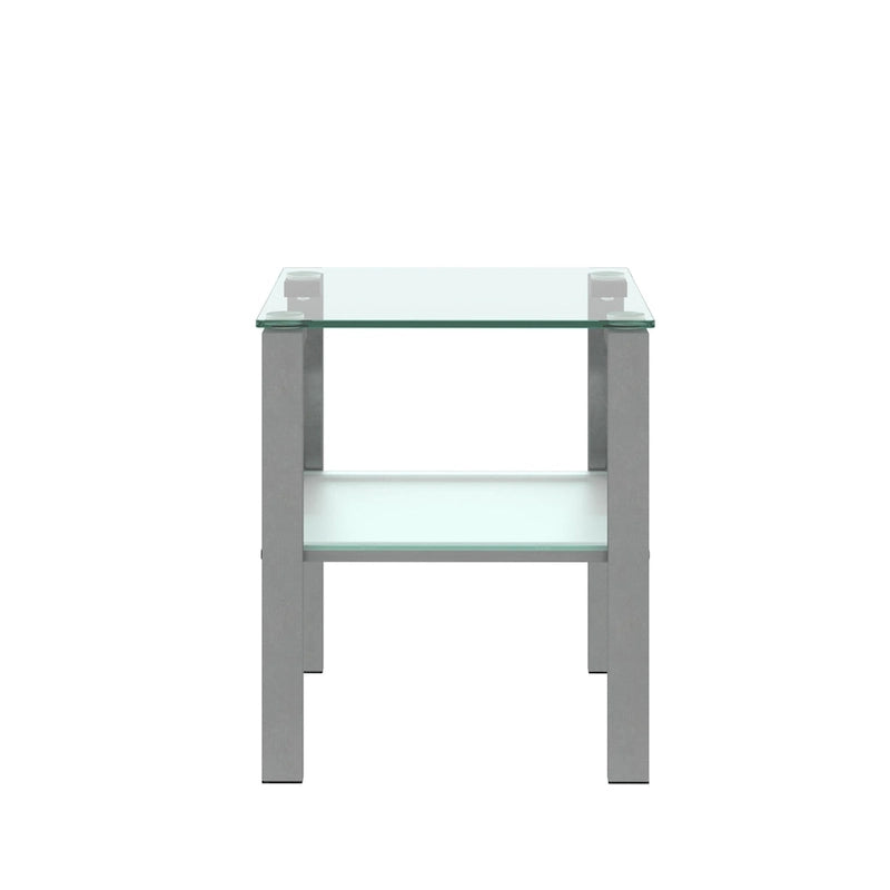 Glass two layer tea table, small round table, corner table, living room side table