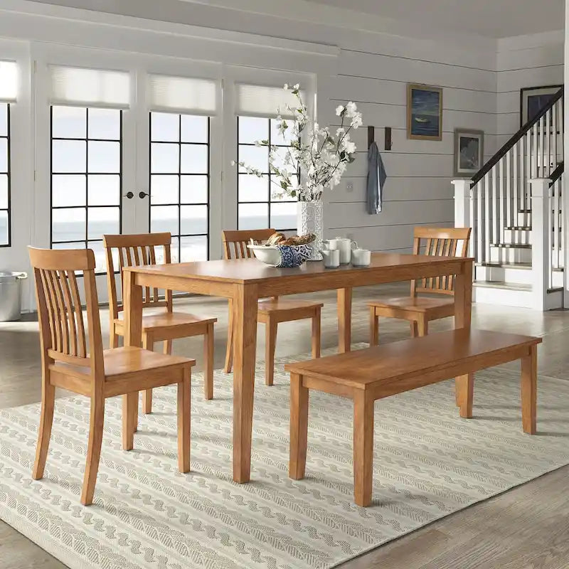 60-Inch Rectangular Oak Finish Dining Set by iNSPIRE Q Classic