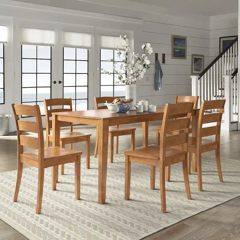 60-Inch Rectangular Oak Finish Dining Set by iNSPIRE Q Classic