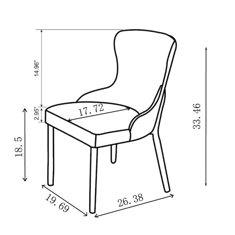 Somette Ema White Wing Back Side Chair (Set of 2)