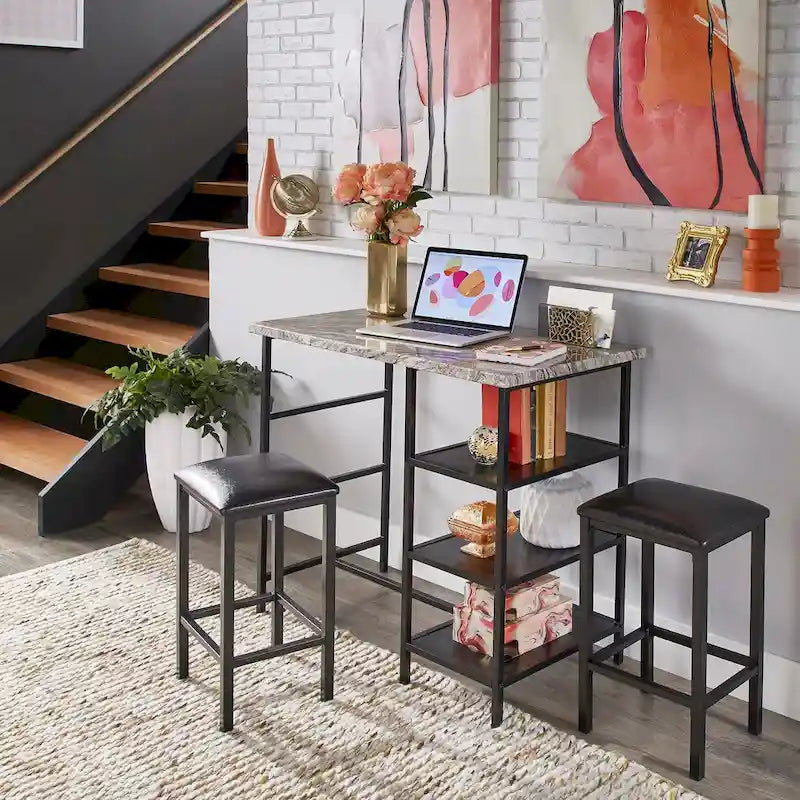 Ainsley Faux Marble Counter Height 3-piece Dining Set by iNSPIRE Q Modern
