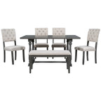 Nestfair 6-Piece Dining Table Set with 4 Chairs and 1 Bench