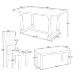 Nestfair 6-Piece Dining Table Set with 4 Chairs and 1 Bench