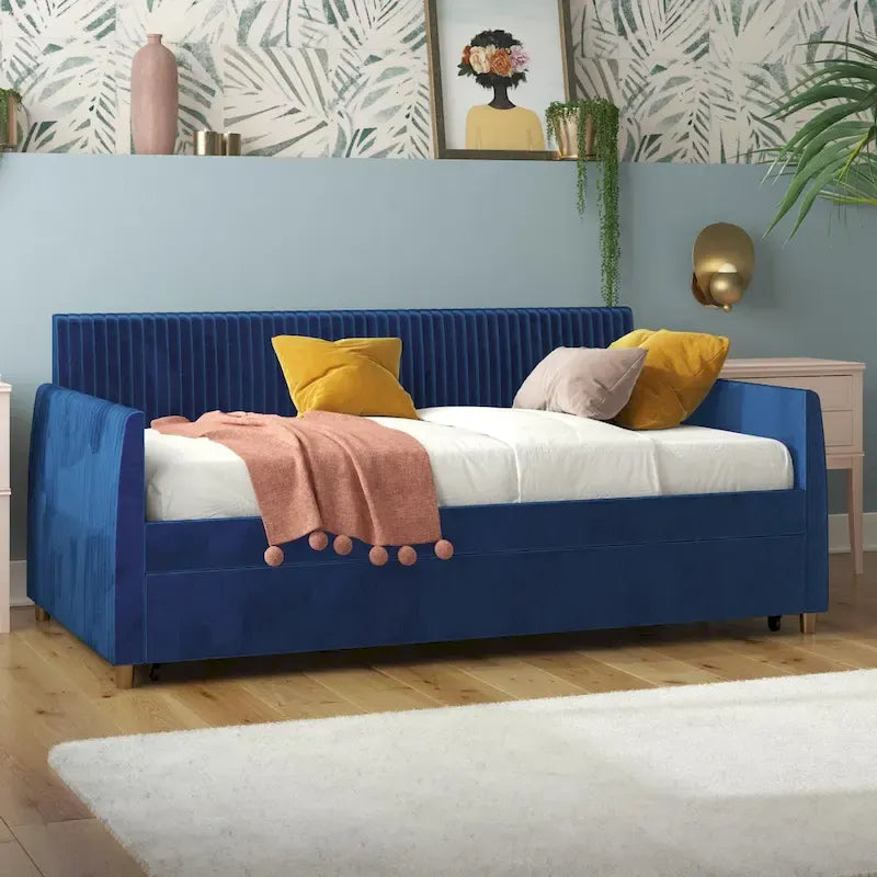 Daphne Upholstered Twin Daybed with Roll Out Trundle