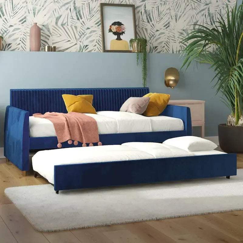Daphne Upholstered Twin Daybed with Roll Out Trundle