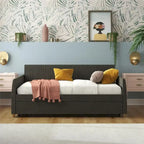 Daphne Upholstered Twin Daybed with Roll Out Trundle