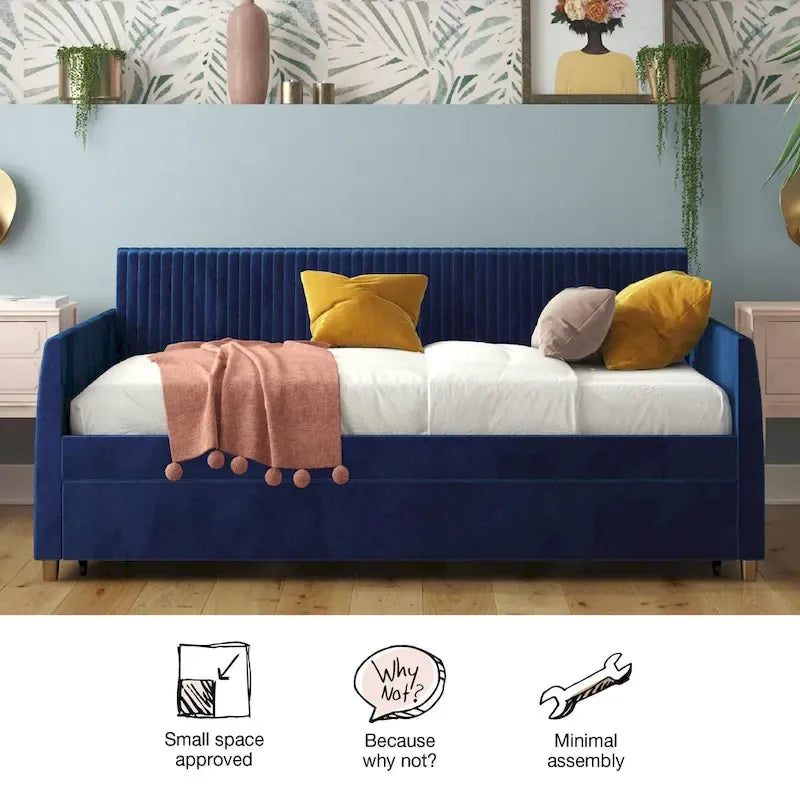Daphne Upholstered Twin Daybed with Roll Out Trundle