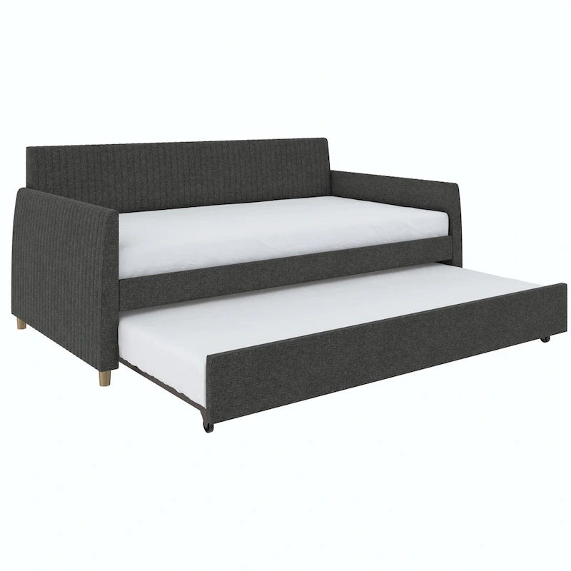 Daphne Upholstered Twin Daybed with Roll Out Trundle