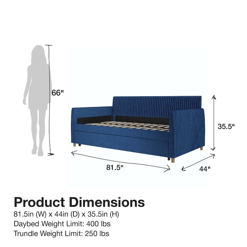 Daphne Upholstered Twin Daybed with Roll Out Trundle