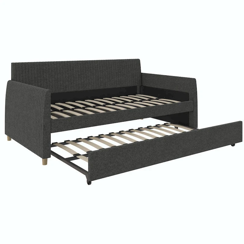 Daphne Upholstered Twin Daybed with Roll Out Trundle
