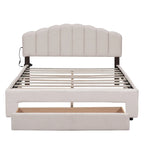 Queen Size Upholstered Platform Bed with Drawer