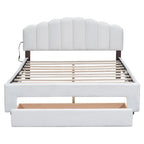 Queen Size Upholstered Platform Bed with Drawer