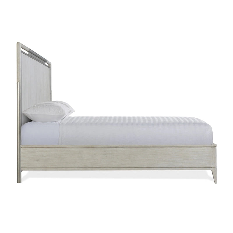 Roundhill Furniture Mantalia Solid Wood Bedroom Set, Panel Bed, Dresser, Mirror, 2 Nightstands, and Bench, Champagne