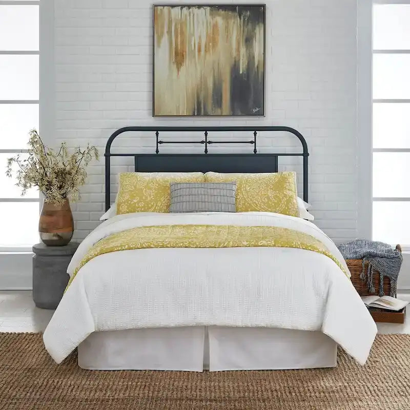 Vintage Series Distressed Metal Queen Headboard - Antique White or Navy Blue