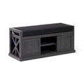 Cantebella Modern Acacia Wood Storage Bench with Cushion