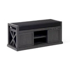 Cantebella Modern Acacia Wood Storage Bench with Cushion
